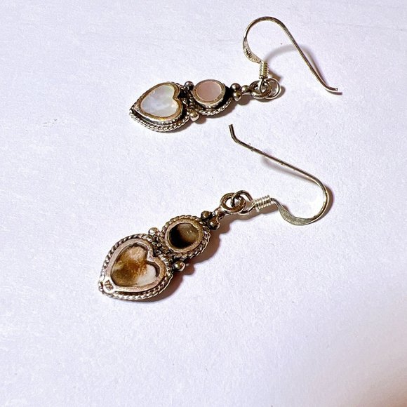 NEW Earrings Mother of Pearl 925 Sterling Silver IMPORTED ARTISAN - Picture 6 of 7